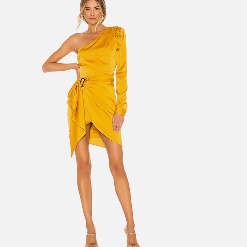 Lovers & Friends Ana dress in yellow one shoulder